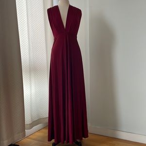 Lulus Always Stunning Convertible Burgundy Maxi  Dress. Size L